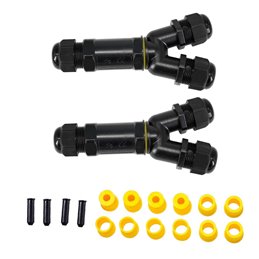 2pcs Conector de cable Caja de conexiones impermeable IP68 Caja de conexiones al aire libre en forma de Y de 3 polos