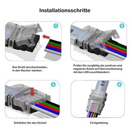 Conectores profesionales para tiras LED RGBW - Conectores de cable 12mm 5 PIN sin soldadura