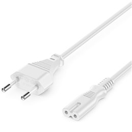 Power cable with Euro plug and appliance socket C7 - White - 1.5 metre