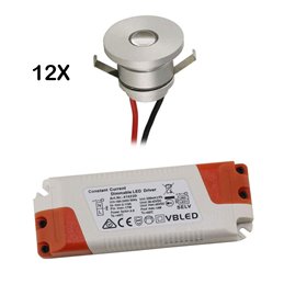 3 KIT "VISUM" 1W Recessed Mini Spot IP65 Warm White Incl. 6W LED Transformer