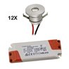 Set di 12 mini faretti da incasso in alluminio a LED con alimentatore dimmerabile