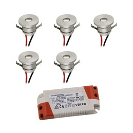 VBLED - LED-Lampe, LED-Treiber, Dimmer online beim Hersteller kaufen|5er-Set 1W LED Mini Einbaustrahler warmweiß mit Trafo