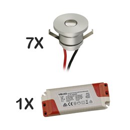 1W LED Mini Inbouwspot - "FOCOS" Minispot - 12V DC - IP20 - 3000K - Zwenkbaar - Zwart