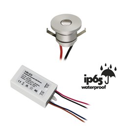 Set van 6 1W LED aluminium mini inbouwspots warm wit met dimbare voeding - zilver