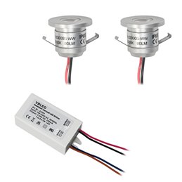 Set di 12 mini faretti da incasso a LED da 3W - "OCULOS" Minispot 3000K con alimentatore radio e telecomando Nero