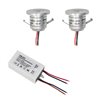 Set de 2 mini spots encastrés LED en aluminium 1W blanc chaud avec transformateur IP65