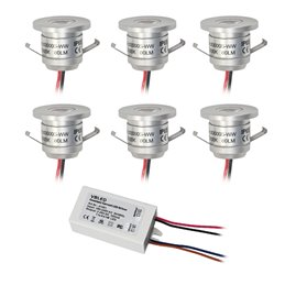 VBLED - LED-Lampe, LED-Treiber, Dimmer online beim Hersteller kaufen|6er-Set 1W LED Mini Einbauspot - "FOCOS" Minispot - 12V DC - IP20 - 3000K - Schwenkbar - Schwarz