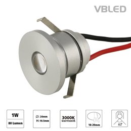 VBLED - LED-Lampe, LED-Treiber, Dimmer online beim Hersteller kaufen|4-er KIT "FORTIS" 3W LED Aluminium Mini Einbaustrahler warmweiß mit IP67 Netzteil 12VDC