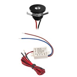1W LED Mini Inbouwspot - "FOCOS" Minispot - 12V DC - IP20 - 3000K - Zwenkbaar - Zwart