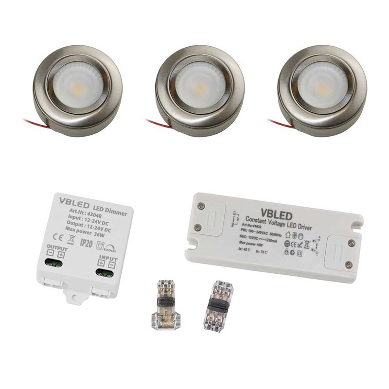 EZDIM Set di 3 luci LED per armadietti da cucina con alimentatore e EZDIM EZDIM Set di 3 luci LED per armadietti da cucina con alimentatore e EZDIM