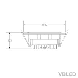 VBLED - LED-Lampe, LED-Treiber, Dimmer online beim Hersteller kaufen|7W LED COB Einbaustrahler 3000K dimmbar - rund- chrom - glänzend