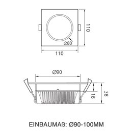 VBLED Luminaria LED empotrada "Ocean II S" - 13W