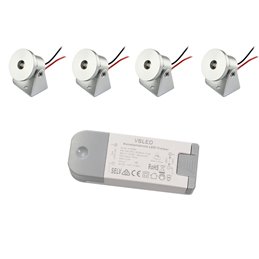 SET of 2 Mini LED ceiling spot 12VDC 3W 3000K "ESKINAR" swivelling with LED transformer