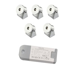 VBLED - LED-Lampe, LED-Treiber, Dimmer online beim Hersteller kaufen|4er Funk Set Mini LED Deckenspot 12VDC 3W 3000K "ESKINAR" schwenkbare mit LED Trafo und Fernbedienung