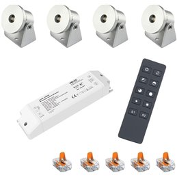 Set of 4 1W mini surface-mounted spotlights -swiveling warm white dimmable with radio power supply unit and remote control