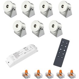 SET of 2 Mini LED ceiling spot 12VDC 3W 3000K "ESKINAR" swivelling with LED transformer