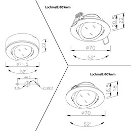 LED-inbouw- en opbouwarmatuur draaibaar - 4W - IP20 - 12V - WW- 175L