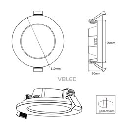 VBLED LED recessed luminaire- extra flat - 7W