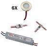 Set of 6 LED mini bathroom recessed luminaires KIT 12V 3000K