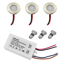 Set of 4 "Pialux" mini recessed spotlights 3W 700mA 190lm warm white with dimmable power supply unit