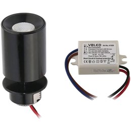 3W LED Mini Inbouwspot - "OCULOS" Minispot - 12V DC - IP44 - 3000K - Zwenkbaar - Zwart