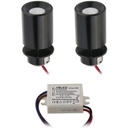 Set van 12 1W Mini LED inbouwspots warm wit met voedingsunit