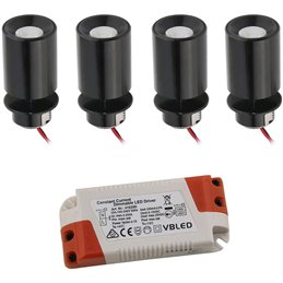 1W LED Aluminium Mini Inbouwspot Set van 1 met Voeding - Zilver
