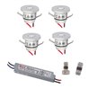 Set of 4 1W mini recessed spotlights warm white with LED transformer 12V DC, IP67