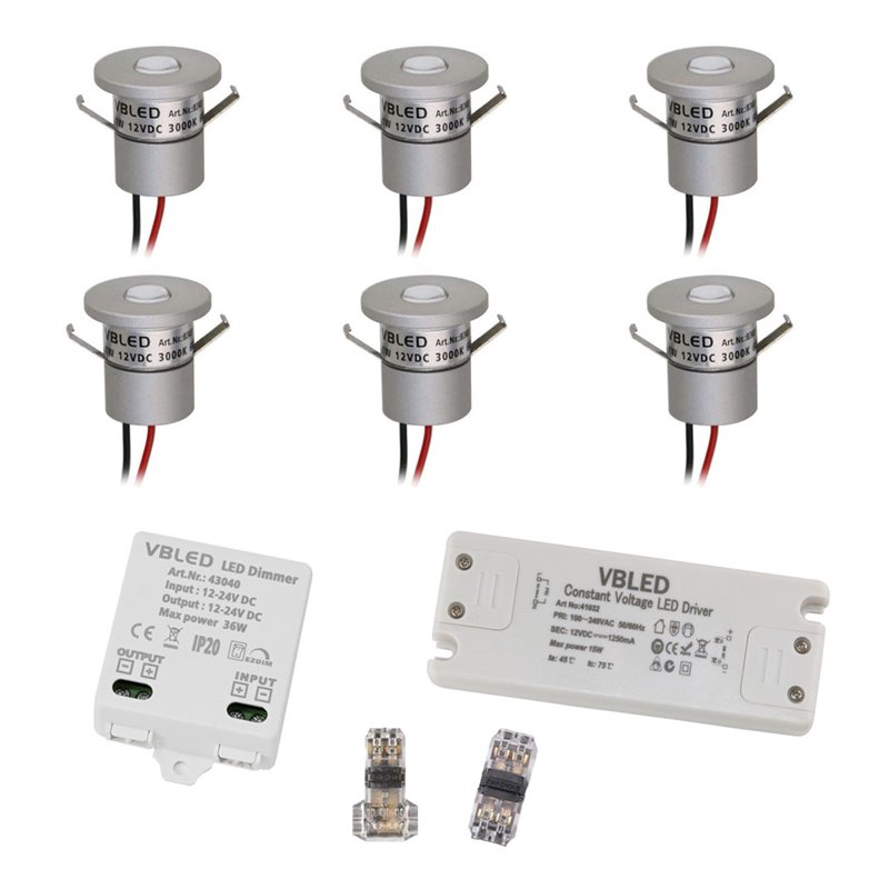 4x Cadix - Mini spot encastrable LED 12V blanc avec transformateur