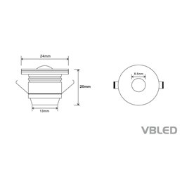 Set of 4 1W Mini LED recessed spotlights warm white with power supply unit