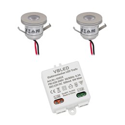 mini spot da incasso a 3W LED - Minispot "OCULOS" - 12V DC - IP44 - 3000K - Orientabile - Argento