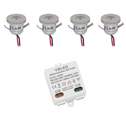 mini spot da incasso a 3W LED - Minispot "OCULOS" - 12V DC - IP44 - 3000K - Orientabile - Nero