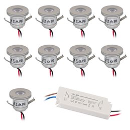 3 KIT "VISUM" 1W Recessed Mini Spot IP65 Warm White Incl. IP67 LED Transformer