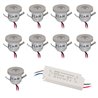 Set of 9 1W mini recessed spotlights Incl. LED transformer IP67 waterproof 12V DC