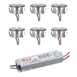 Set de 6 mini spots encastrés LED 3W en aluminium "Luxonix" blanc chaud étanche