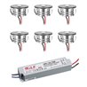 Set de 6 mini spots encastrés LED 3W en aluminium "Luxonix" blanc chaud étanche