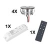 Set de 4 Mini Spot LED 3W à encastrer blanc chaud avec bloc d'alimentation radio