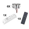 mini Spot LED 3W / IP65 / 700mA / 160lm / blanc chaud (lot de 6 avec alimentation sans fil)