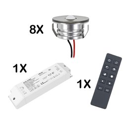 Set van 12 1W Mini LED inbouwspots warm wit met voedingsunit