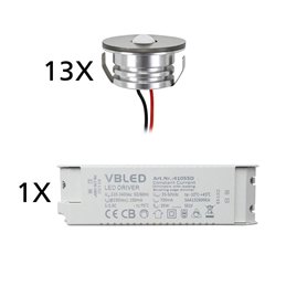 mini spot da incasso a 3W LED - Minispot "OCULOS" - 12V DC - IP44 - 3000K - Orientabile - Argento