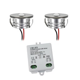 VBLED - LED-Lampe, LED-Treiber, Dimmer online beim Hersteller kaufen|3er-Set 3W LED Mini Einbauspot - "OCULOS" Minispot 3000K mit Netzteil Silber