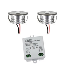 mini spot da incasso a 3W LED - Minispot "OCULOS" - 12V DC - IP44 - 3000K - Orientabile - Argento