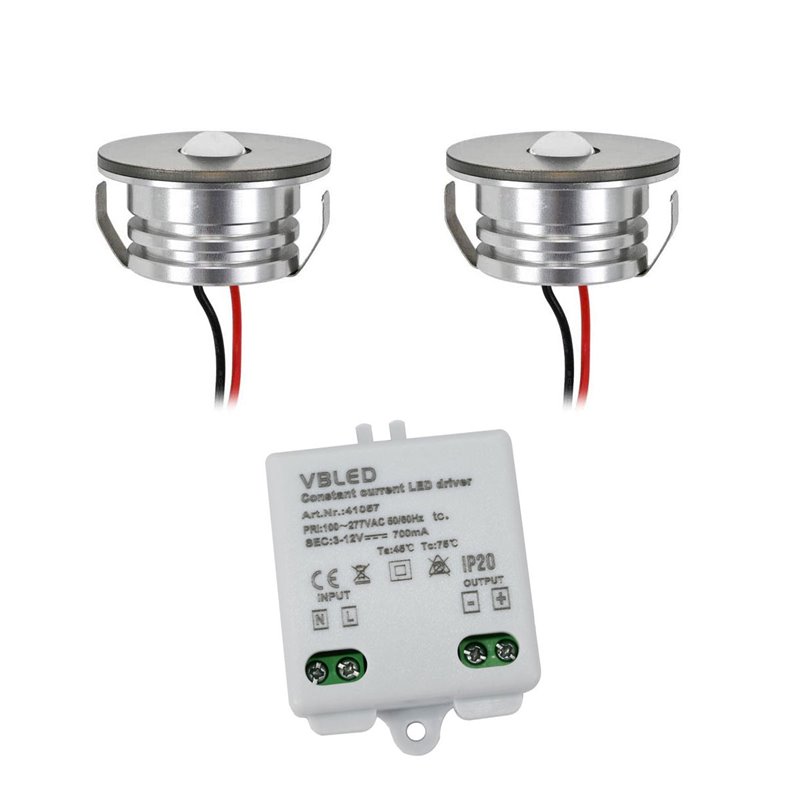 Set da 2 faretti incasso mini LED 3W in alluminio “Luxonix” luce calda con alimentatore dimmerabile Set da 2 faretti incasso mini LED 3W in alluminio “Luxonix” luce calda con alimentatore dimmerabile