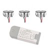 Set van 3W LED aluminium mini inbouwspots "Luxonix" warm wit met dimbare voedingseenheid