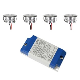 3W LED Mini Recessed Spot - "OCULOS" Minispot - 12V DC - IP44 - 3000K - Swivel - Silver