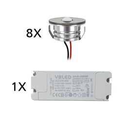 VBLED - LED-Lampe, LED-Treiber, Dimmer online beim Hersteller kaufen|12er-Set 1W Mini LED Einbauspot Einbaustrahler warmweiß mit Netzteil