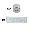 Set de 12 mini-spots LED 3W / spot encastrable / IP65 / WW / avec bloc d'alimentation LED dimmable