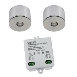mini Spot LED 3W / IP65 / 700mA / 160lm / blanc chaud (lot de 6 avec alimentation sans fil)
