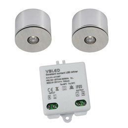 Set of 2 3W LED mini spot/ceiling-mounted spot / IP65 / WW / incl. dimmable power supply unit