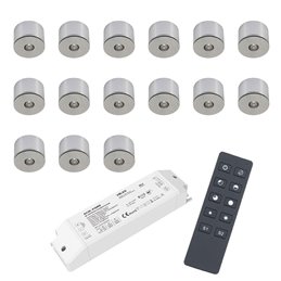 Set of 6 3W mini recessed spotlights "NOVOS" warm white 3000K 12V DC Warm white Incl.LED transformer